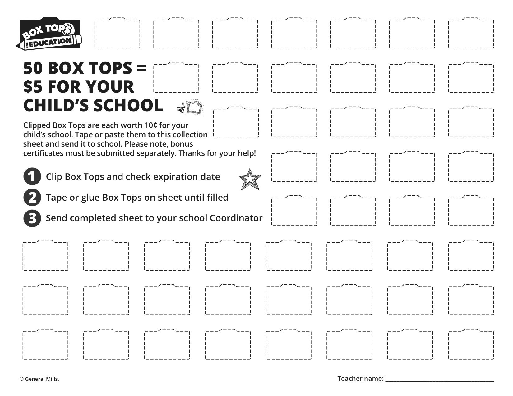 printable box top collection sheets