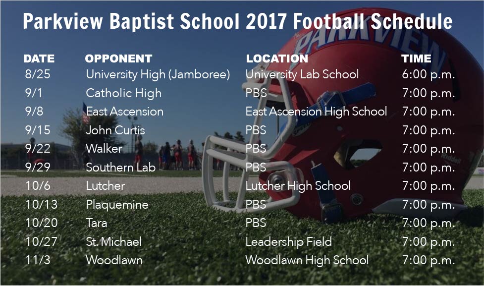 FootballScheduleREVISED Parkview Baptist SchoolParkview Baptist School