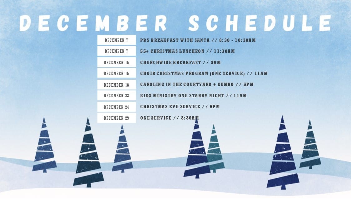 2019 PBC Holiday Schedule Parkview Baptist SchoolParkview Baptist School